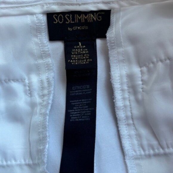 Chico's So Slimming Stretch Crop Sz 1 Optic White Pants High Rise Staple Casual - Picture 7 of 7